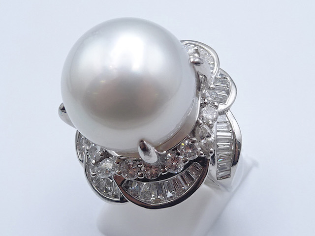 Pt900　パール約15.7mm　ダイヤ2.78ct　リング　29.7g　14号